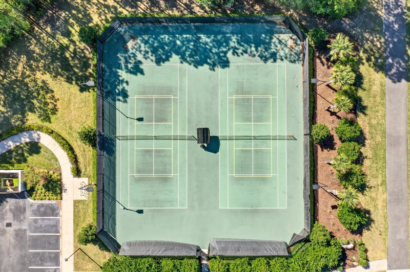 Aerial view of community tennis courts in St. Johns, FL