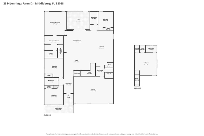 Floor plan showing the layout of the home at 2354 Jennings Farm Dr, Middleburg, FL 32068