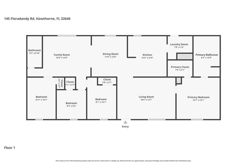 Floor Plan at 145 Floradandy Rd, Hawthorne, FL 32640