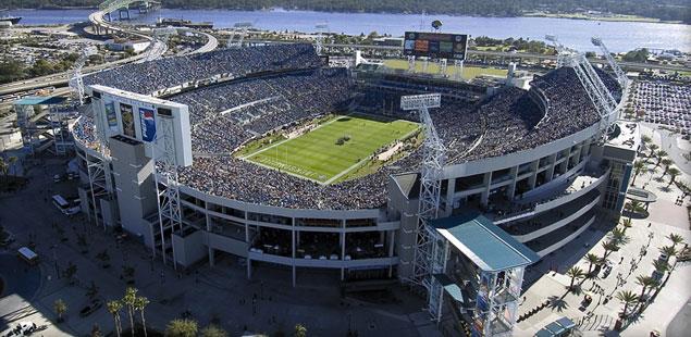 Aerial view of a football stadium in Jacksonville