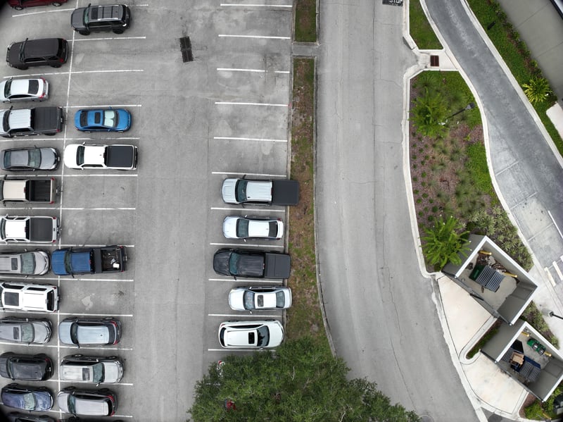 Aerial view of parking lot and curved drive at 9406 Atlantic Blvd, Jacksonville, FL 32225