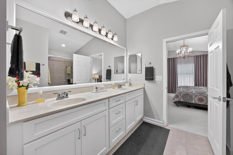 Primary bathroom double sink vanity at 11225 Water Spring Cir, Jacksonville, FL 32256