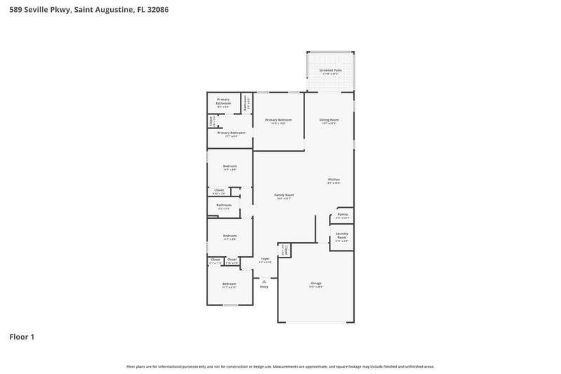 Floor plan of the home at 589 Seville Pkwy, St. Augustine, FL
