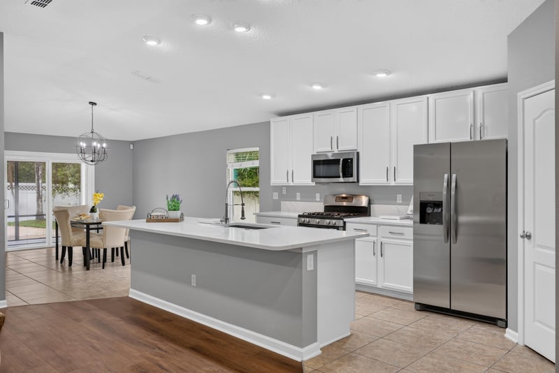 Kitchen with island and pendant lights at 706 Grampian Highlands Dr, St. Johns, FL 32259