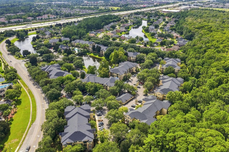 Aerial view of the surrounding neighborhood in Jacksonville