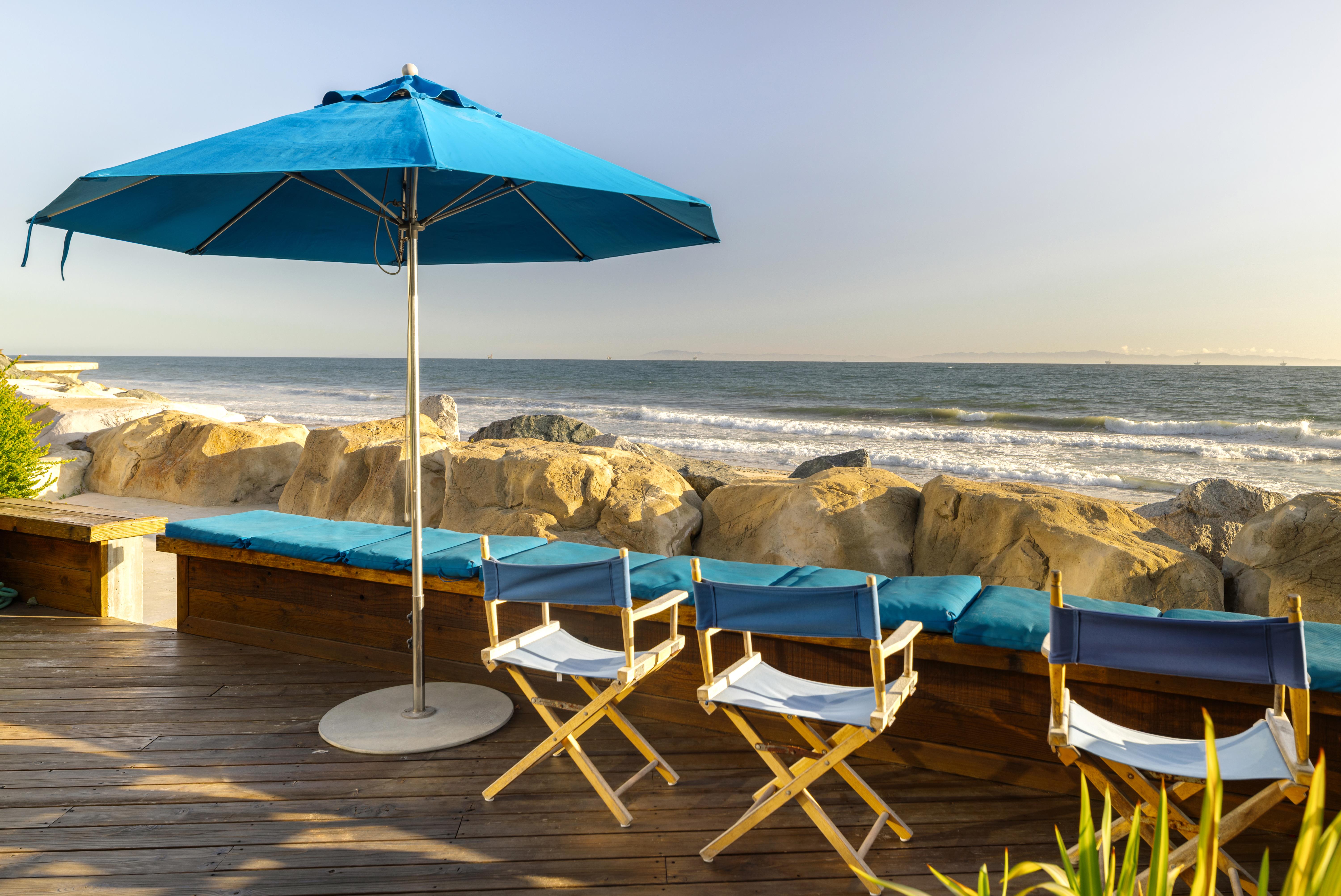 Real estate drone photography of 3581 Padaro Ln, Carpinteria CA — aerial view of Carpinteria bluffs and Channel Islands coastline by VirTour Media