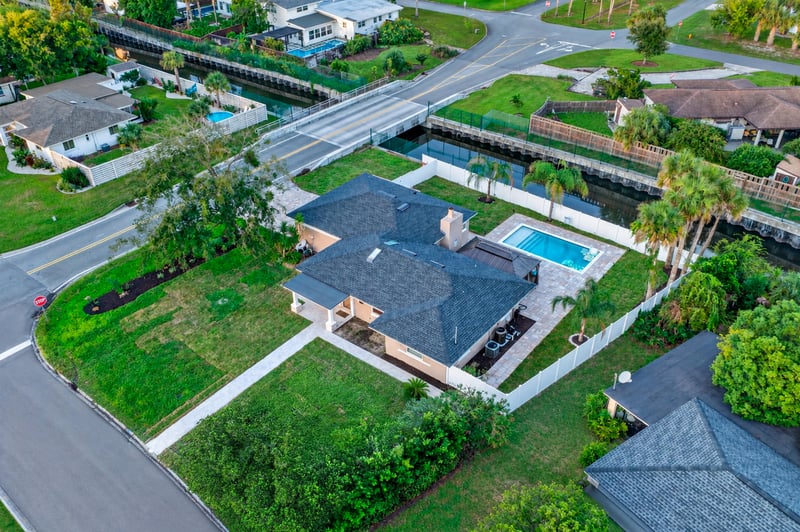Aerial view of the home and surrounding yards at 1525 8th St N, Jacksonville Beach, FL