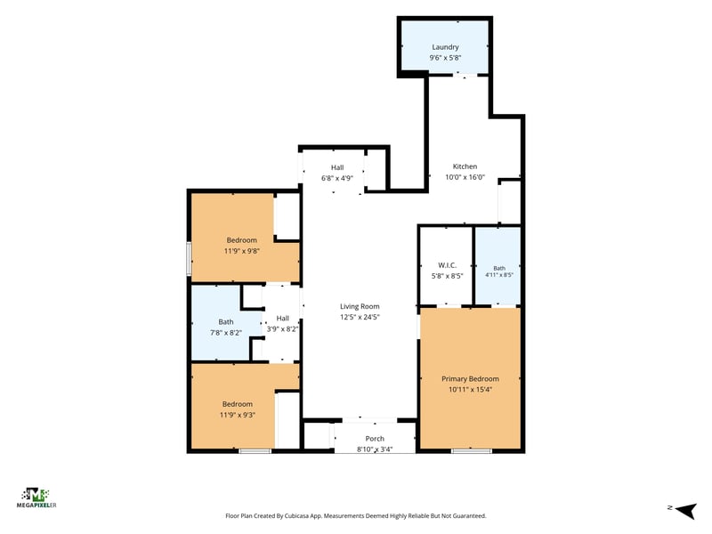 Floor plan showing bedrooms, kitchen and living room at 8196 Cabin Lake Cir, Jacksonville, FL 32256