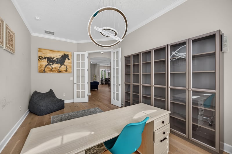 Library with floor-to-ceiling bookshelves at 276 Cross Ridge Dr, Ponte Vedra Beach, FL 32081