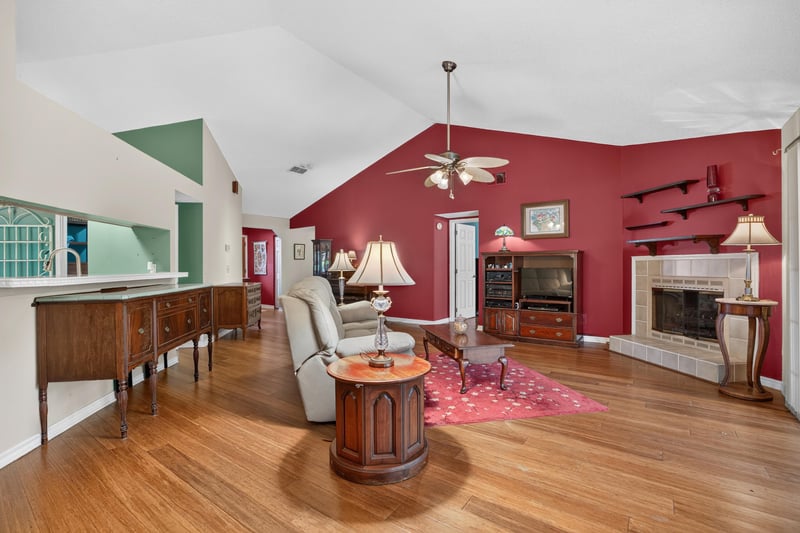 Living room open to kitchen pass-through at 4837 Pareja Ct, Jacksonville, FL 32225