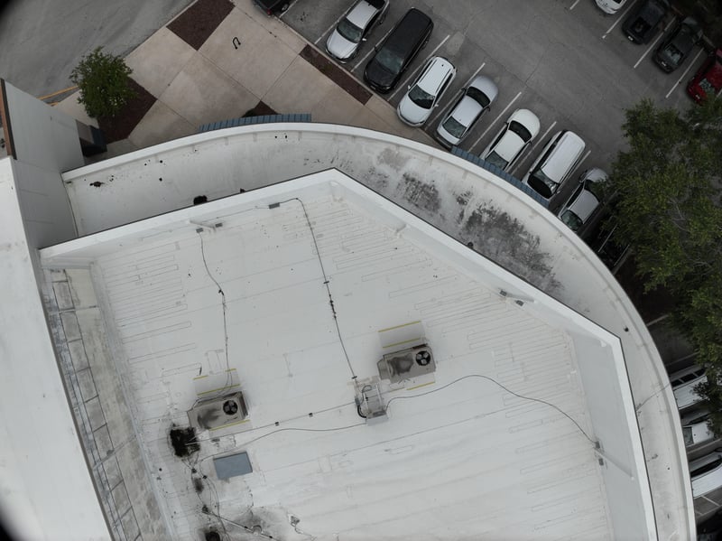 Aerial view of rooftop corner and parking lot at 9406 Atlantic Blvd, Jacksonville, FL 32225