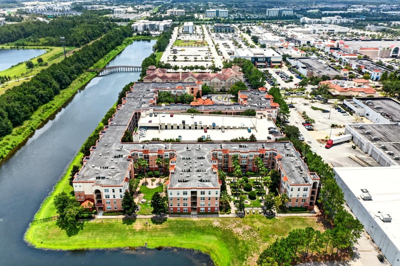 Aerial view of the community and nearby roads in Jacksonville, FL