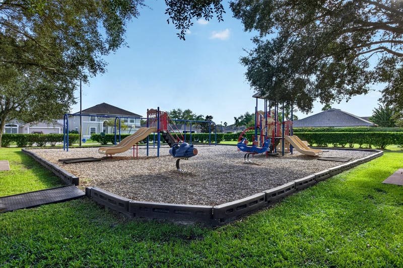 Playground with slides and climbing structure in Johns Creek
