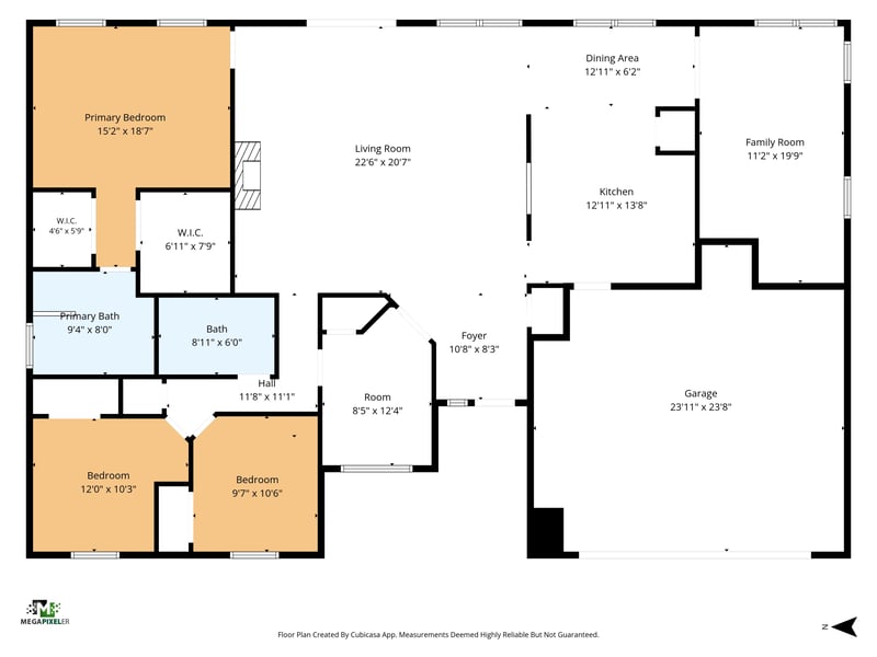 Floor plan showing bedrooms, living areas and garage at 456 Bay Point Way N, Jacksonville, FL 32259