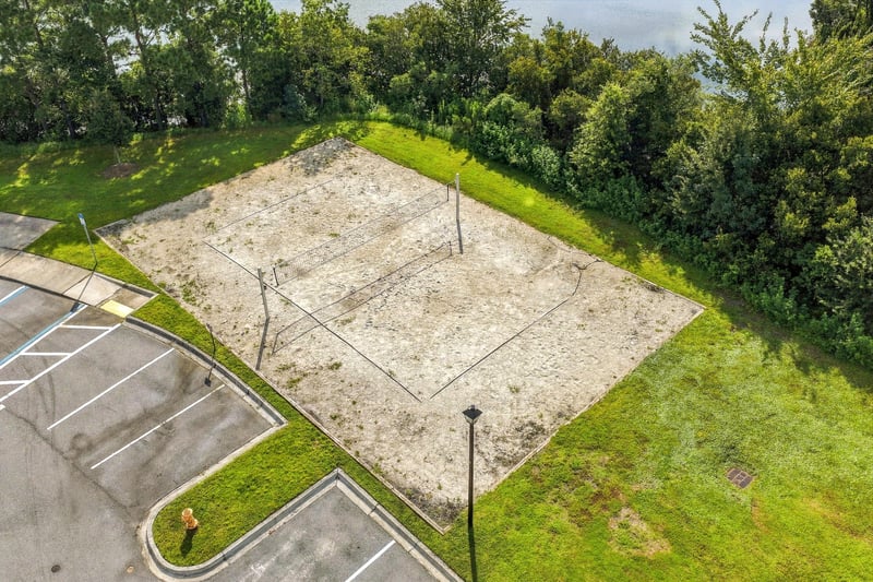 Aerial view of open community green space in Equinox East