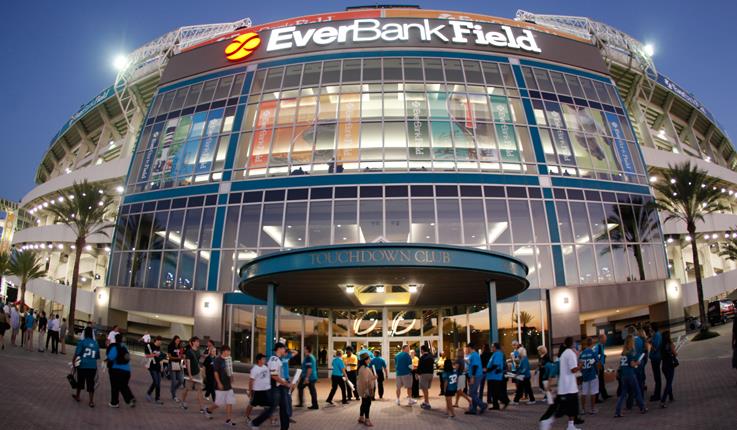 Stadium entrance with crowd in Jacksonville