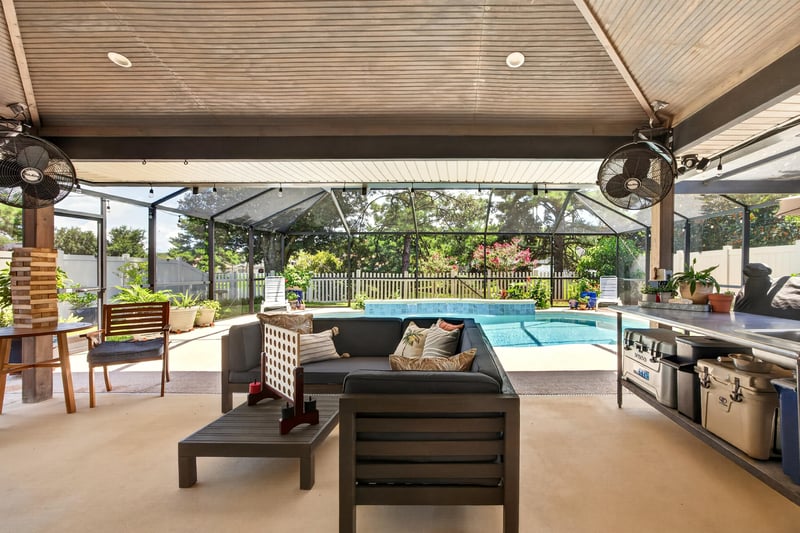 Covered patio and screened pool at 1589 Backwater Drive, Middleburg, FL 32068