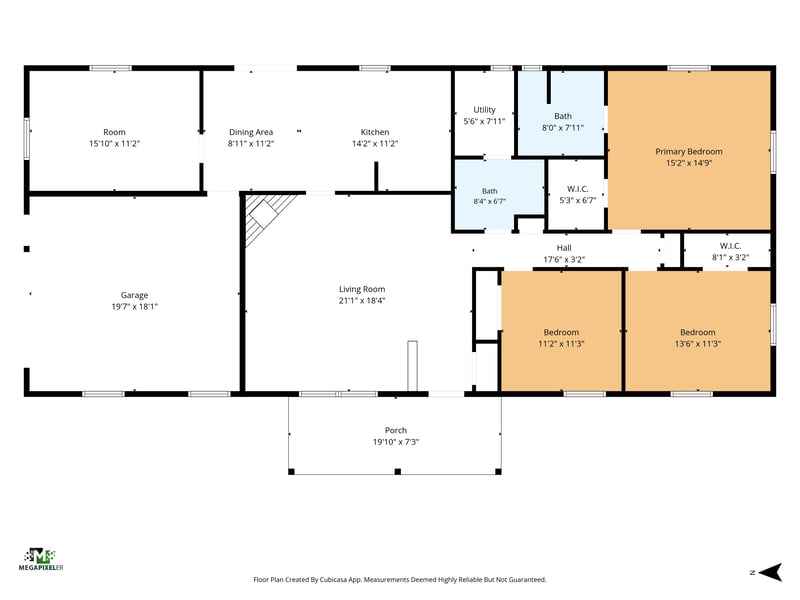Floor plan showing bedrooms, baths, living and garage layout at 3249 Maryland Ave, Green Cove Springs, FL