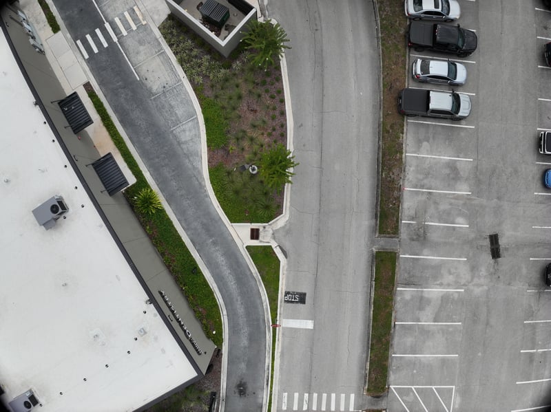 Aerial view of drive and parking lot rows at 9406 Atlantic Blvd, Jacksonville, FL 32225