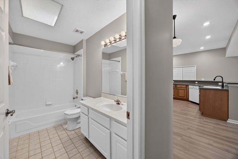 Bathroom with vanity and tile floor at 1955 GUARDED Way, Fleming Island, FL 32003