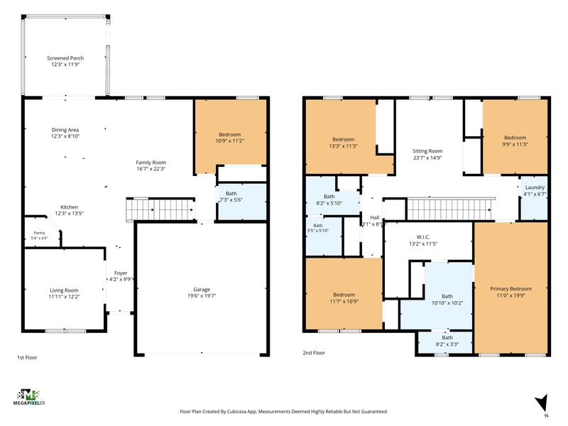 Floor plan showing first and second floor layout at 65255 Frst Glen Ln, Yulee, FL 32097