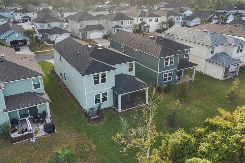 Drone view of backyard and lot, photographed by Megapixeler on Torres Trace, St. Augustine