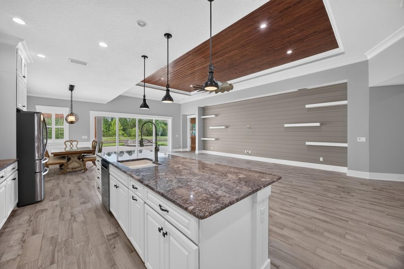 Kitchen view toward the dining area at 186 Freshwater Dr
