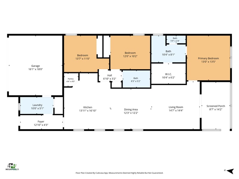 Floor plan of 3-bedroom home at 93 Lochloosa Ct, St. Johns, FL 32259