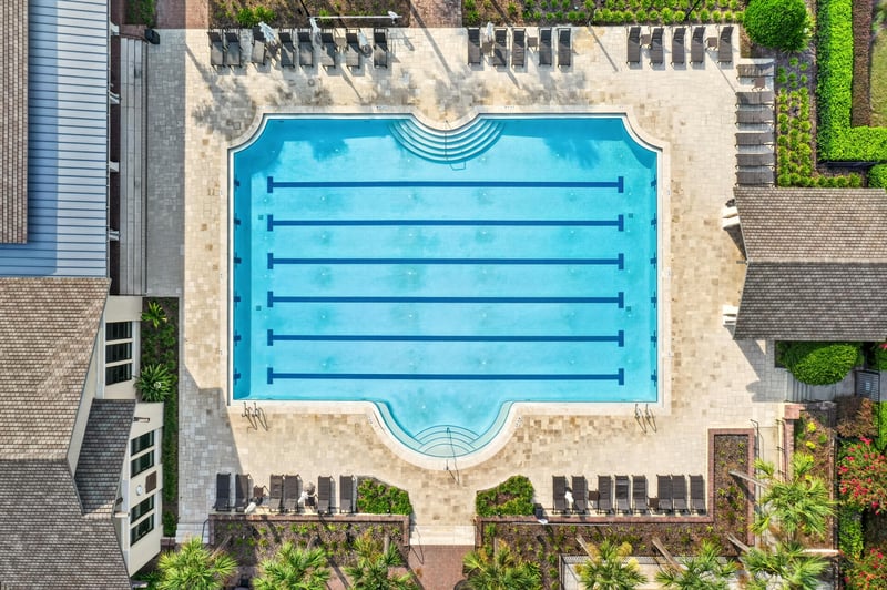 Aerial of community pool in South Hampton