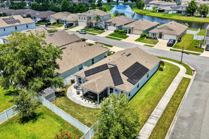 Aerial view of the backyard and surrounding lots at 10066 Andean Fox Dr, Jacksonville, FL 32222