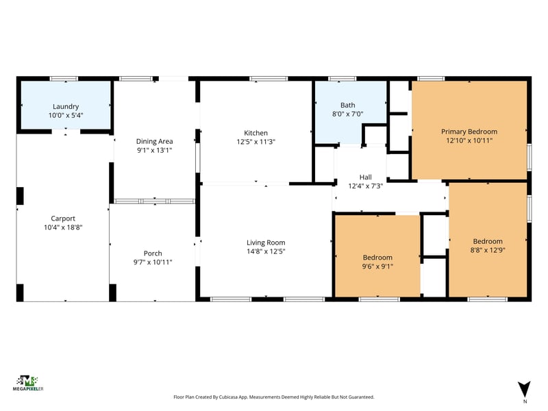 Floor plan of the 3-bedroom, 1-bath home at 6238 Randia Dr, Jacksonville, FL 32210