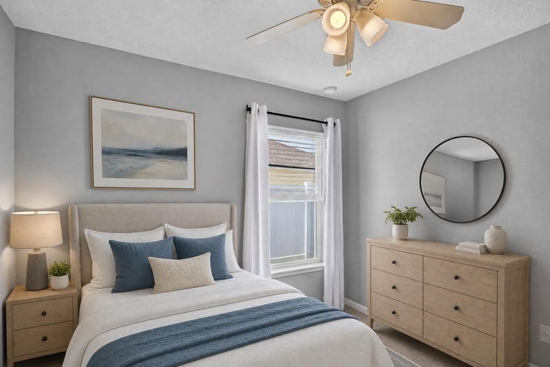 Bedroom with upholstered bed and dresser at 85 Amia Dr, St. Augustine, FL 32086