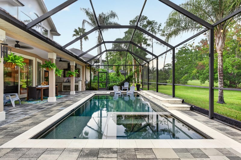 Pool and lanai with columns at 2304 Spring Hill Ct, Orange Park, FL