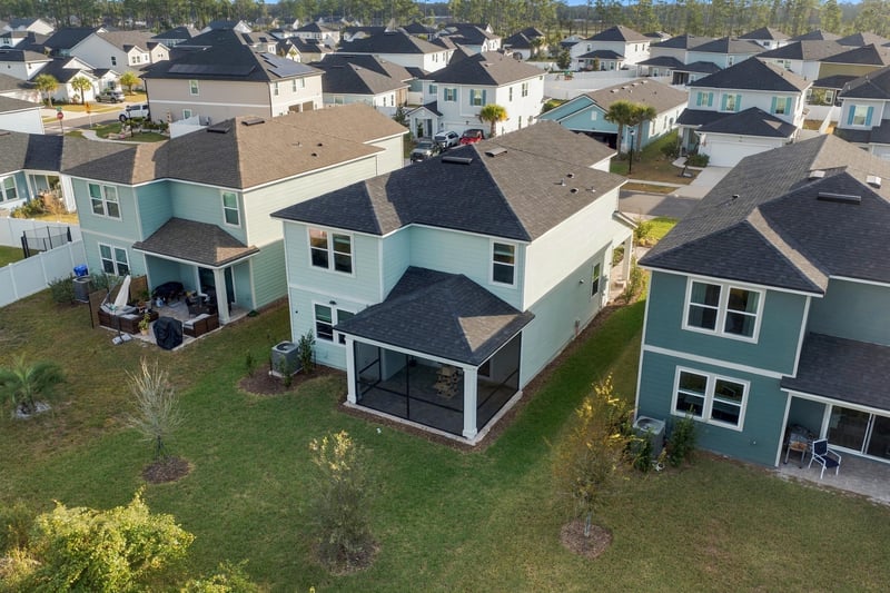 Drone view of home and street, photographed by Megapixeler on Torres Trace, St. Augustine
