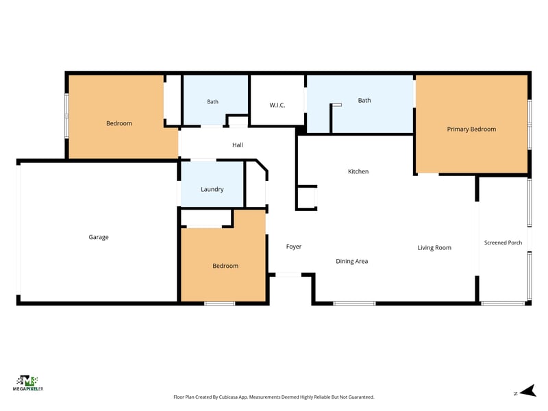 Floor plan showing bedrooms, bathrooms and living areas at 2378 Caney Oaks Dr, Jacksonville, FL