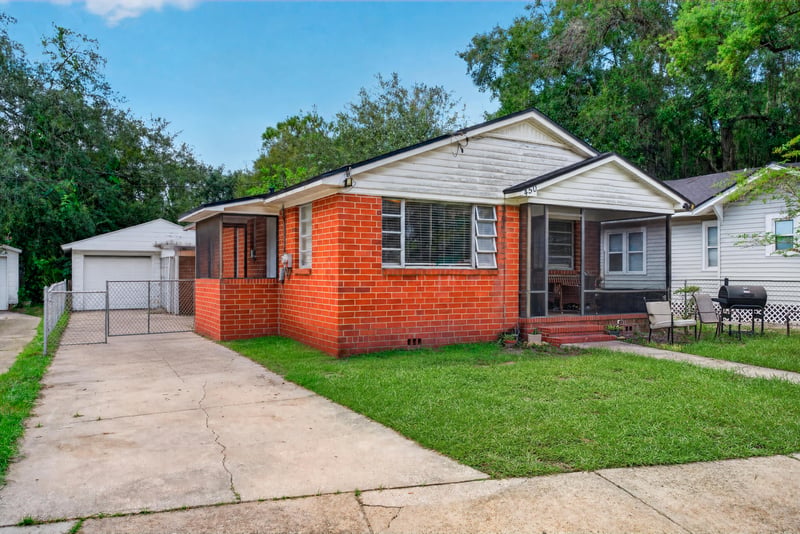 Front exterior viewed from driveway at 450 E 46th St, Jacksonville, FL 32208