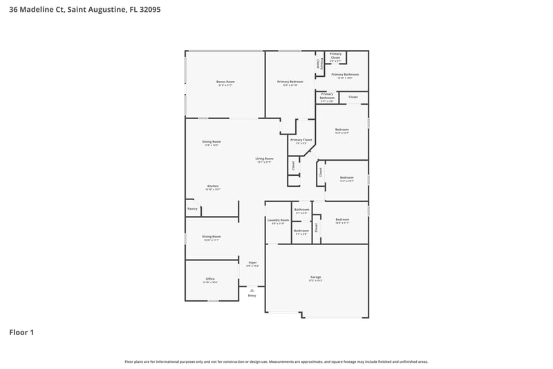 Floor Plan at 36 Madeline Ct, St. Augustine, FL 32095