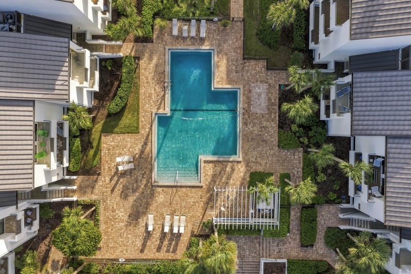Aerial view of the community pool in Ponte Vedra Beach, FL