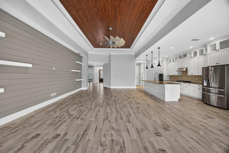 Kitchen view with wood ceiling accent at 186 Freshwater Dr