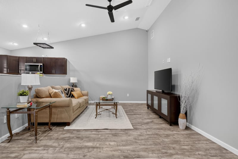 Living room with virtual staging, photographed by Megapixeler on Birch Run E, Orange Park