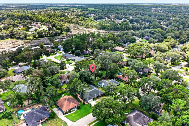 Aerial view of the property's location within the neighborhood in Jacksonville, FL
