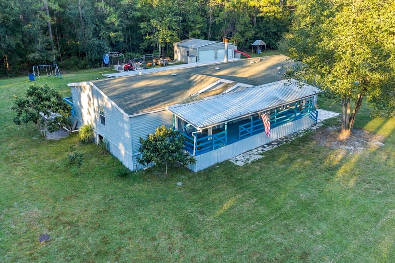 Aerial view of home and yard, photographed by Megapixeler on Secret Cove Rd, Middleburg, FL