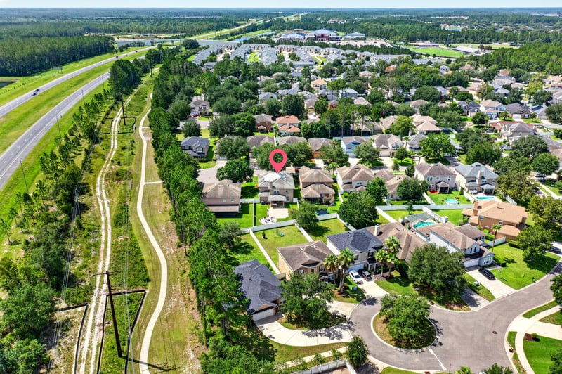 Aerial view of the home's location within the subdivision in Orange Park, FL