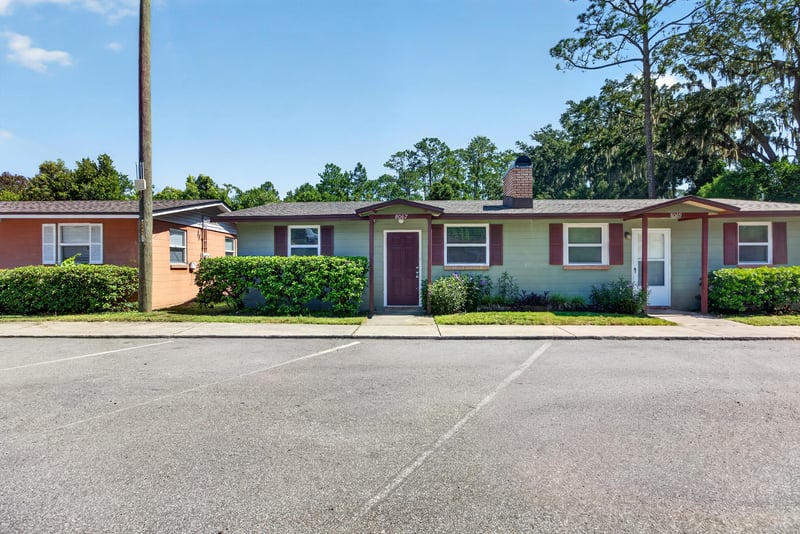 Exterior view from parking lot showing full building at 8067 Parental Cir, Jacksonville, FL 32216