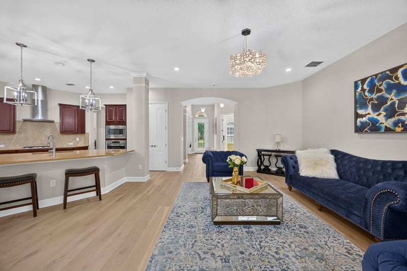 Living room view toward kitchen pass-through at 276 Cross Ridge Dr, Ponte Vedra Beach, FL 32081