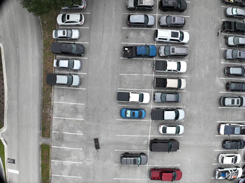 Aerial view of parking lot and cars at 9406 Atlantic Blvd, Jacksonville, FL 32225