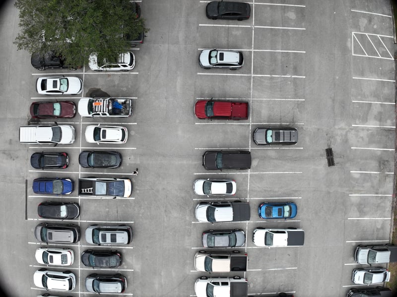 Aerial view of parking lot rows at 9406 Atlantic Blvd, Jacksonville, FL 32225