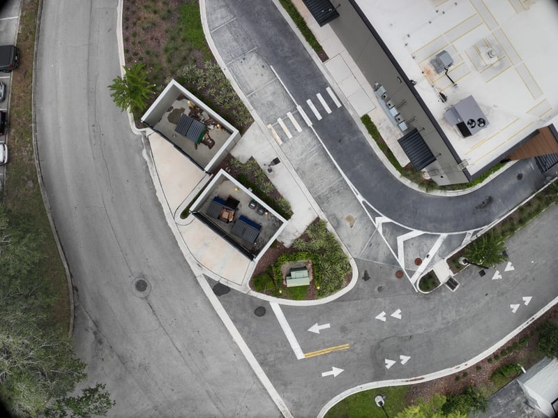 Aerial view of structure rooftops and drive at 9406 Atlantic Blvd, Jacksonville, FL 32225