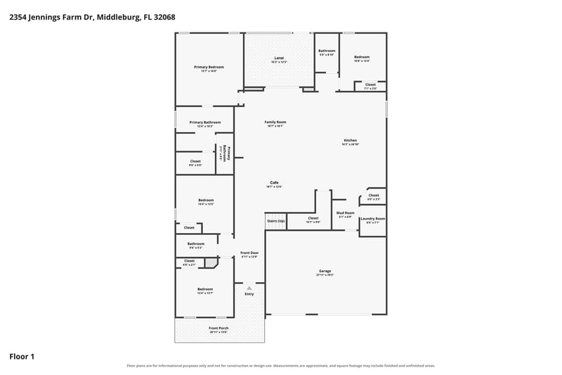 Floor plan second page showing room layout at 2354 Jennings Farm Dr, Middleburg, FL 32068