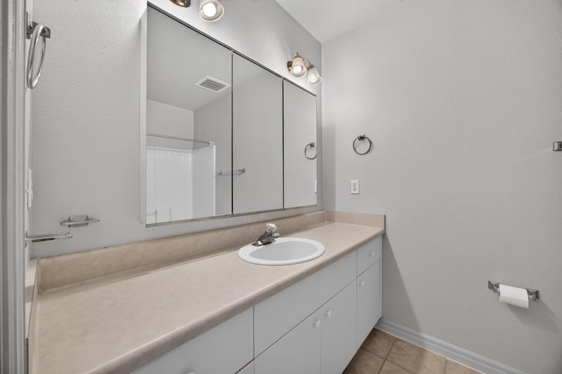 Bathroom vanity with mirrored cabinet at 342 E Ashley St, Jacksonville, FL 32202